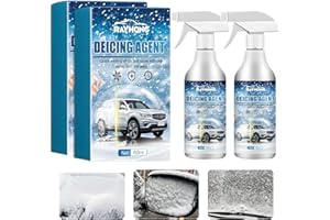 HPBAGGY 2 pcs Anti-Snow Spray, Spray per Sciogliere il Ghiaccio, Antighiaccio Ad Azione Rapida Scioglie, Anti-Snow Spray with Cloth and Scraper, For Car Windshield Windows Wipers And Mirrors(60ml/pcs)