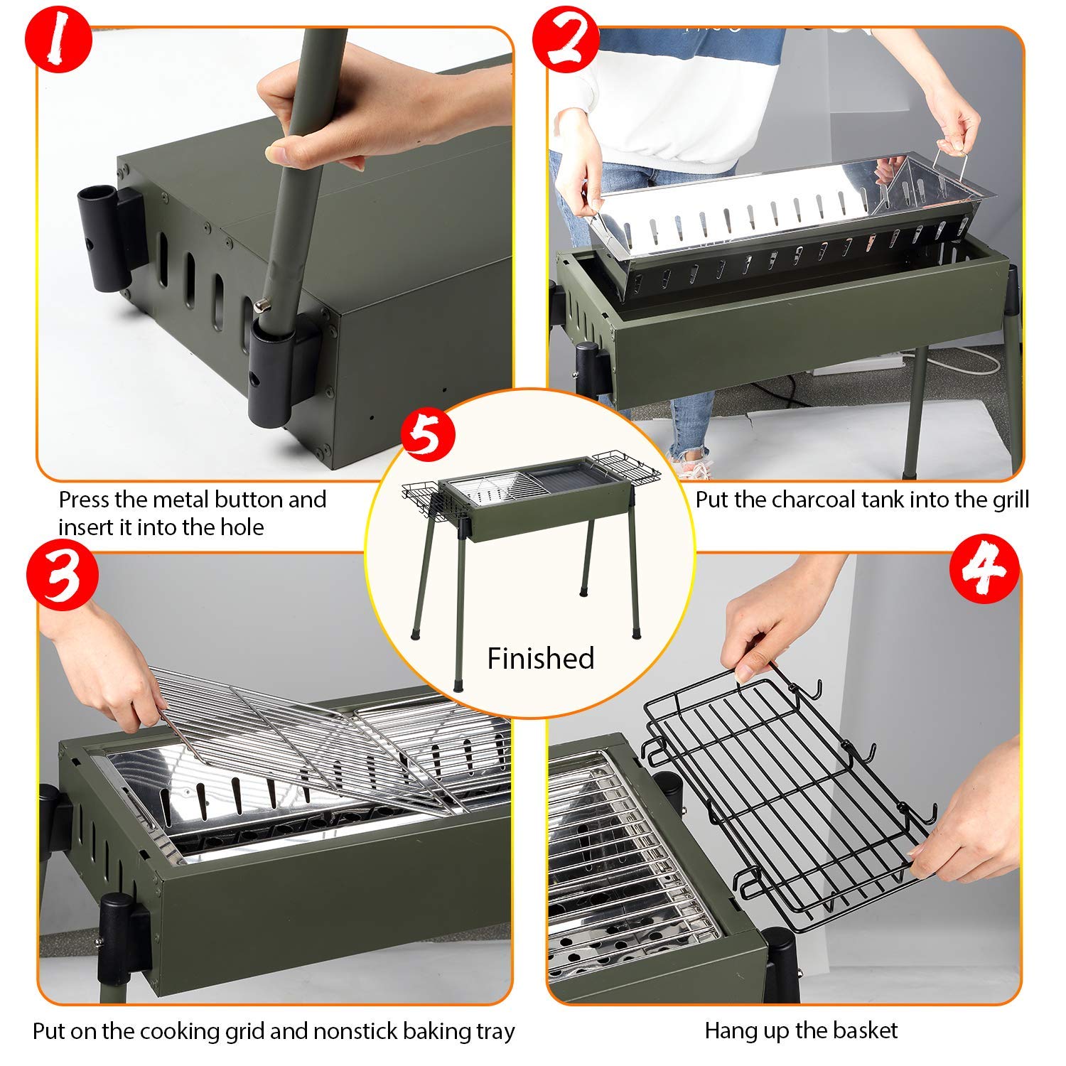 Uten-Holzkohlegrill-BBQ-Faltbare-Grill-Edelstahl-Picknickgrill-mit-Rostfreier-Stahl-BBQ-Drahtgeflecht-Klappgrill-fr-Outdoor-Garten-Camping-Party-Beach-Barbecue-Grn