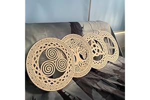 WALARKY Keltisches Symbol, Wanddekoration, 30,5 cm, Holz, heilige Geometrie, 4-teiliges Set, Baum des Lebens, keltisches Kreuz, Knoten, dreifache Spirale, Symbol, nordische keltische Rune, irische Wandkunst