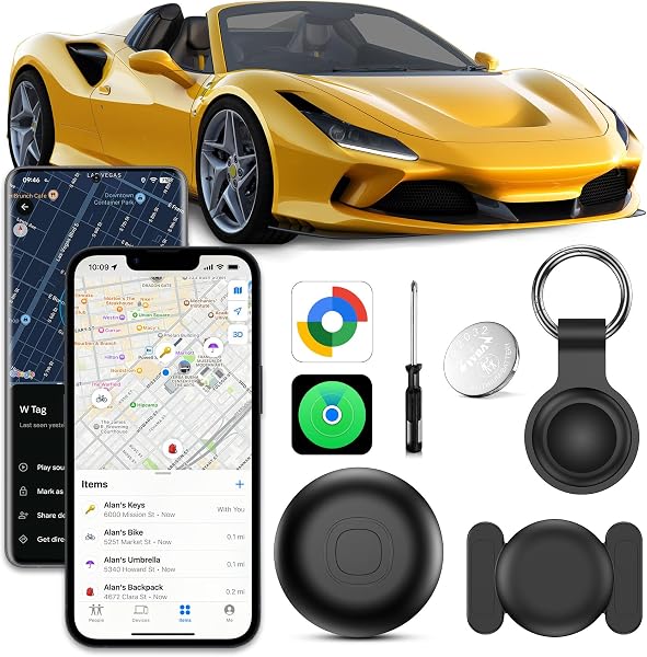 Traceur GPS Voiture sans Abonnement, Smart Tag Traceur, Compatible avec Android et iOS, Localisateurs D’Objets Bluetooth pour pour Auto, Moto, Vélo, Bagages, IP68 Imperméable - 1