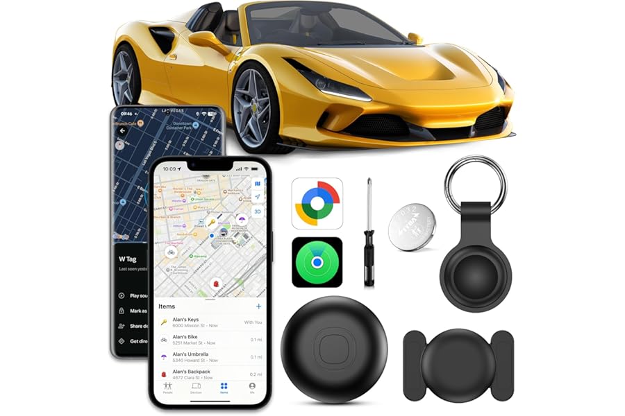 Car GPS Tracker, GPS Tracker for Car without Subscription, Compatible with Android and iOS, IP68 Waterproof, Magnetic Air Tracker GPS for Motorcycle, Bike, Luggage