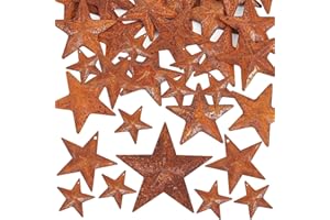 ParPix 30 Stück Rostige Metallsterne Streudeko Weihnachten, 2,5-7cm Rusty Metall Stern Konfetti Weihnachten Deko, Rostige Scheunensterne Confetti Rustikales Landhausdekor, Sterne Konfetti Crafts Deko