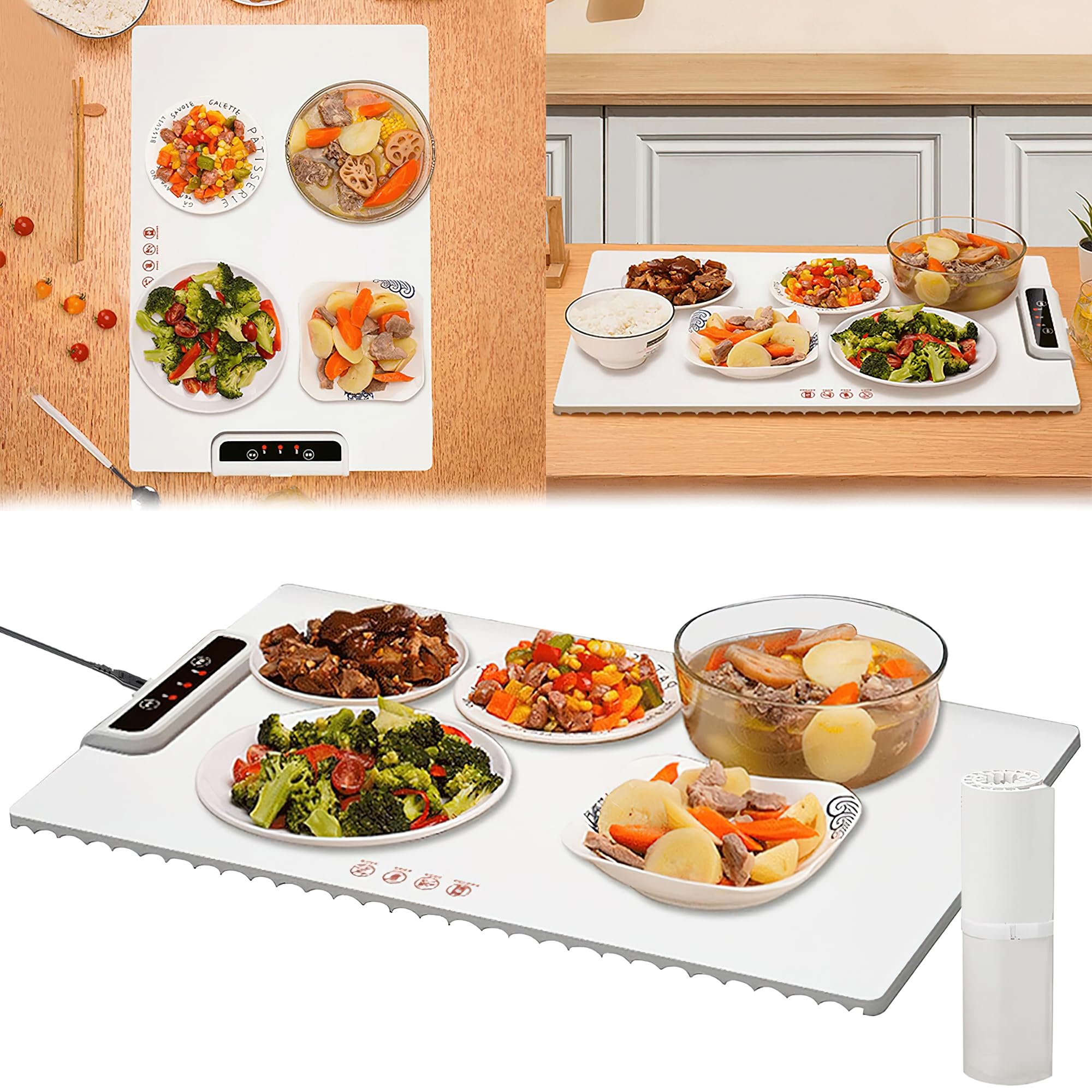 BRAINLE Portable Food Warmer: Rollable Dining Table Hotplate with Full Surface Heating - A Game-Changer for Warming Trays and Plates!