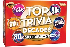 Cheatwell Games Top Trivia Decades Quiz Game - 5000 Questions To Test Your Knowledge Of Music, Film, TV, Science, Food, Drink, Culture, General Knowledge From The Last 60 Years, For Ages 14 Plus