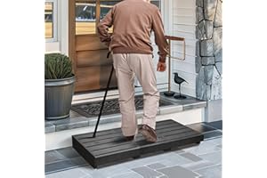 KORETECH Outdoor Steps 3.5'' Height, Wooden Step Platform 35” Length, Step Stool with Non Slip Pads, Wooden Platform, Step for Outside, Wooden Platform for Bathroom, Kitchen, Bed (Black)