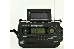 Kaito KA600L NOAA Radio d'alerte météo d'urgence AM/FM/SW 5 voies avec énergie solaire, manivelle dynamo, lampe de poche et lampe de lecture, radio numérique avec panneau solaire (noir)