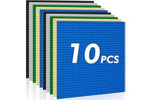 Mlikero Lot de 10 plaques de construction classiques - Grandes briques de construction de 25,4 x 25,4 cm, compatibles avec toutes les grandes marques et tables d'activités, pour les constructeurs à