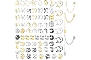 Dochais 52-73 Sztuki Kolczyki Do Uszu Złote, Nausznice Złote, Zestaw Kolczyków Złotych, Zacisk Do Uszu Złoty, Kolczyki Bez Otworu Na Ucho, Kolczyki Damskie Męskie