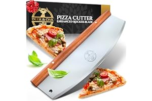 Deer & Oak Pizza Cutter - 36cm Pizza Rocker Cutter - Pizza Cutter Rocker - Pizza Slicer - Cut your Pizzas with Minimal Fuss or Effort - Ultra Sharp Premium Stainless Steel Blade
