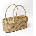 Habere India-All the Cultures Fabricating India Jute Storage Baskets | Cane or Bamboo Basket | Wicker Basket as Gift Hamper Basket/Wardrobe Basket | Seagrass Basket - Oval (Beige, Small)
