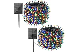 Yorezcop Guirlande Lumineuse Exterieure Solaire -200 LED 2 x 22 m - 8 Modes Guirlande Solaire Exterieur - IP65 - Guirlande Exterieur - Pour Balcon, Jardin, Sapin de Noël, Fête