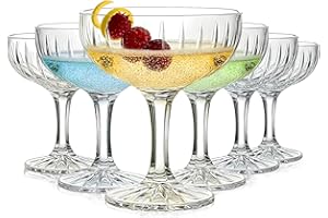 MYKAGS Ensemble de 6 verres à cocktail de martinis 219ml de verres à martini classiques pour les cocktails de margaritas et les boissons mixtes
