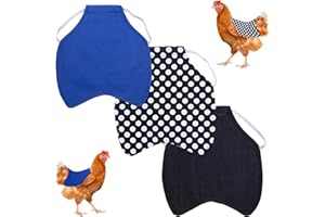 GYTFOG 3 Chicken Wings Protectors for Hens, Premium Chicken Saddles for Back Protection, Durable Canvas and Polycotton Blend, Black Dots, Dark Blue, Black Denim, Essential Chicken Accessories for Small Farms