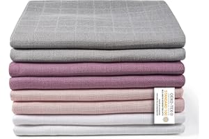 MAKIAN - Muselina Bebe Grande 80x80 cm/Muselina pañuelo/Gasas Bebe Algodon Muselina 8 Ud. | Manta de Muselina sin sustancias nocivas, Certificado Oeko-Tex - Blanco, Gris, Morado, Rosa