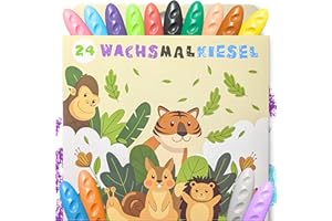 Sabbatbox Kiesel Wachsmalstifte für Kinder, 24 Farben, bruchsicher, ungiftig, waschbar & kinderleicht zu halten, Malstifte für Kinder, 24er Set