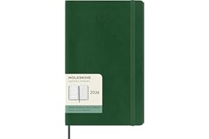 Moleskine Agenda Hebdomadaire, Agenda Hebdomadaire 2026 12 Mois Avec Espace Pour Notes, Avec Couverture Souple et Fermeture Élastique, Format Large 13x21, Couleur Verte