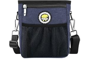 Fttouuy Sac Friandise pour Chien, Pochette pour Chien de Dressage avec Bandoulière Réglable, Sac de Dressage de Friandises pour Friandises, Jouets pour Animaux et Accessoires de Dressage(Bleu foncé)