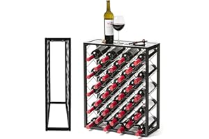UR CHOICE 32 Bottle Wine Rack, Free Standing - Premium Metal Wine Storage Organizer with Tabletop - Stylish Design for Home, Kitchen and Bar - BLACK (𝟕𝟏.𝟓𝐜𝐦 𝐗 𝟐𝟎𝐜𝐦 𝐗 𝟓𝟑𝐜𝐦)