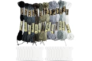 SZXMDKH 14 matassine Grigio sfumato Filo da Ricamo, Fili a Punto Croce Braccialetti dell'amicizia Filo interdentale con 14 Bobine di Filo interdentale