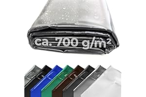 ‎FULCOLINE LKW Plane 700 g (1,00 m x 2,50 m, Dunkelgrau) PVC Plane, Abdeckplane Meterware, sehr robust, beidseitig lackiert, leicht abwaschbar, 100% Wasserdicht, hohe UV Beständigkeit, hohe reißfestigkeit,