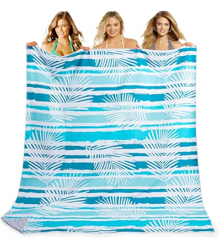 Sunlit Couverture de plage douce et soyeuse de 215,9 x 182,9 cm, tapis anti-sable avec poches d'angle et sac en maille pour fête de plage, voyages, camping et festival de musique en