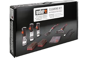 Weber Cleaning Set for Stainless Steel Grills, includes: 3x grill brushes, grill grate & stainless steel cleaner (each 300ml), non-stick spray 200ml, microfiber cloth, scraper, 2 sponges (18284)