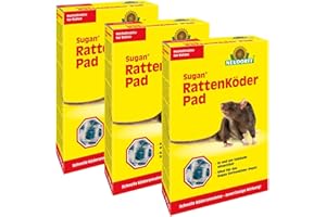Gardopia Sparpaket: 3 x 400g Neudorff Sugan Rattenköder Pads, hochattraktiver Spezialköder gegen Ratten Plus Zeckenzange mit Lupe