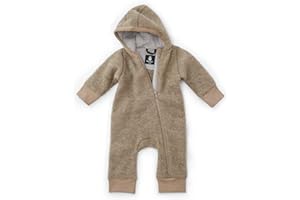 Ehrenkind® Fleeceoverall aus 100% Bio-Merinowolle, Atmungsaktiv & temperaturausgleichend, Wollfleece, Baby Overall mit Kapuze