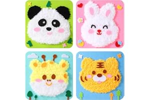 Bafeil 4PCS Kids Sewing Embroidery Kit - DIY Embroidery Doll Set for Children Ages 8-12, Cross Stitch Kits for Beginner Sewing Craft with Cartoon Animals | Safe & Educational Handcraft Project