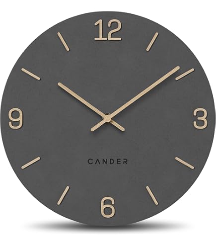 Cander Berlin MNU 2530 F stille niet-tikkende wandklok 30 cm houten wijzers moderne vintage analoge woonkamer MDF wit