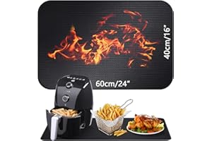 ALCKIJY 40x60cm Tappetino antincendio in fibra di vetro e silicone per il piano del tavolo|tappetino resistente al calore per friggitrice ad aria macchina da caffè microonde|antiscivolo impermeabile ignifugo