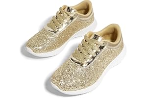 LUCK STEP Women's Glitter Shoes Sparkly Lightweight Metallic Sequins Tennis Shoes