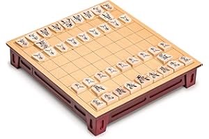 Yellow Mountain Imports Jeu d'échecs Japonais Shogi - Plateau de Table en Bois avec Tiroirs et Pièces de Jeu Traditionnelles Koma