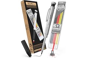 KLRStec Marqueur à Pointe télescopique profesionelle [7 mines + taille-crayons incl.] Mine crayon chantier – stylo bricolage – mine marqueur crayon pour les menuisiers et bricoleurs
