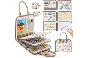 hahaland Busy Board Juguetes Montessori 2 Años, 4 Capas Tablero Montessori de Actividades, Portátil Activity Board Juegos de Viaje Regalos Niños 2 3 Años