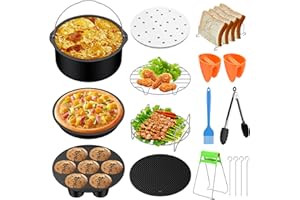 Kamtop HOMGEN Lot de 11 accessoires populaires pour friteuse à air comprimé - Accessoires universels XL (17,8 cm - B)