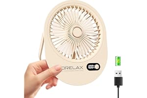 Morelax Ventilador de Mesa Portatil Recargable, Pequeño Ventilador Personal con Viento Fuerte a Batería, Mini Ventilador USB de Mano Para Interiores, Exteriores y Oficinas (Blanco)