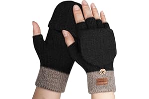FORVEVO Thermal Winter Gloves Women, Touch Screen & Fingerless Gloves for Running Driving Cycling - Knitted, Soft Lining, One Size Fits All
