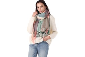 DiaryLook - Bufanda cálida a cuadros para invierno, bufandas largas a cuadros suaves para mujer, chal de lana a cuadros para mujer