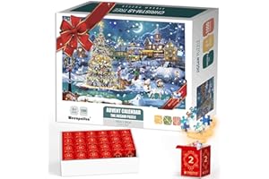 Weeupolfun Calendarios de Adviento 2024, Rompecabezas 1008 piezas de Navidad, 24 Días De Sorpresas, cuenta regresiva para Navidad regalos para Adultos y Niños Niñas, Navidad Decoración de Casa
