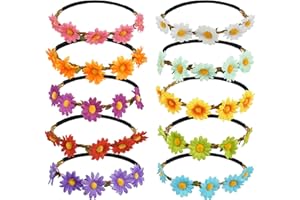MiDoDo 10 Stück Blumen Stirnband Haarband Mehrfarbig Elastisch Blumengirlande für Frauen Mädchen Blume Stirnband Girlande Floral Wreath Headpiece für Seaside Hochzeit Festival Party