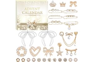 POZEMU Bouquet de Broche Calendrier Avent 2025 pour Femme Filles Calendrier de l'Avent Epingle a Nourrice