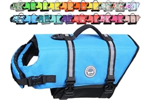 VIVAGLORY Rip Stop Schwimmweste Hund, Hundeschwimmweste, Schwimmhilfe & Auftrieb, Rettungsweste Hund für Bootfahren, L, Blau