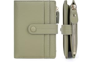 HKCLUF Portafoglio Donna Pelle Piccolo Blocco RFID Portamonete Cerniera Porta Carte di Credito Tanti Scomparti(A07-Verde erba)