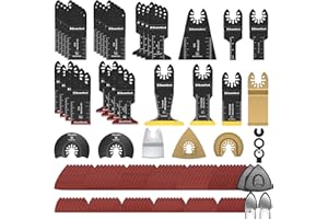Ezkamfort 138Pcs Multi Tool Blade, Titanium Multitool Blade Kits for Wood Nails, Drywall, Japanese Tooth with Storage Bag, Universal Oscillating Saw Blades Compatible with Ryobi Makita Milwaukee