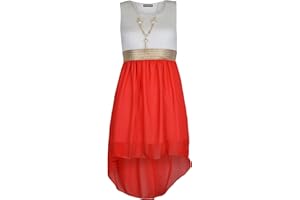 NOROZE Robe sans manches asymétrique en mousseline de soie avec collier pour filles - Taille élastique