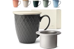 KIVY Grande tasse à thé avec couvercle et passoire [650 ml] XXL Grande tasse – Grande tasse à thé – Tasse à thé – Tasse à thé avec couvercle – Tasse à thé avec passoire