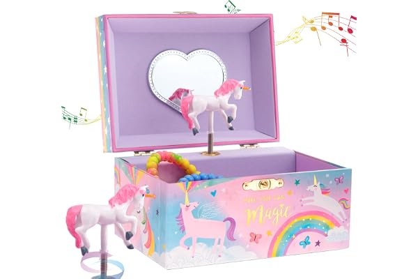 Jewelkeeper - Boîte à Musique de Rangement de Bijoux pour Fille, Licorne Barbe à Papa - Mélodie Beautiful Dreamer