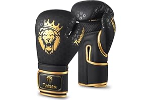 Twisto Boxing Gloves Black Rox - Pro Training & Sparring, Maya Hide Leather, Muay Thai, MMA, Kickboxing, Men, Women, Adults, Heavy Punching Bag, Focus Mitts, Pads,10oz 12oz 14oz 16oz