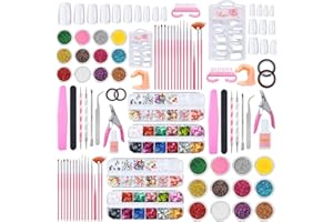 SPTHTHHPY Acrylic Nail Kit, Nail Art Set Acrylic Brush Glitter Clipper Dotting Pen File French Tips Nail Art Decoration Tools Professional Manicure Set